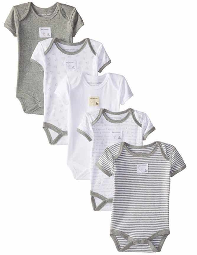 Burt's Bees Baby Set of 5 Bee Essentials Short Sleeve Bodysuits 12.
