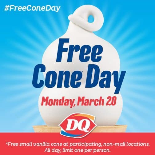 Dairy Queen Free Ice Cream Cone 3/20 Only **REMINDER** SwagGrabber