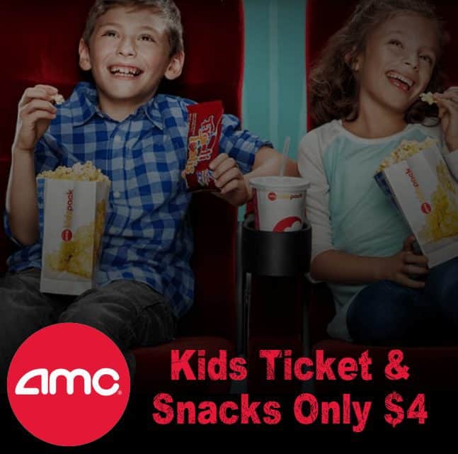 AMC Theaters: Kids Ticket and Snack Pack only $4.00 on Wednesdays ...