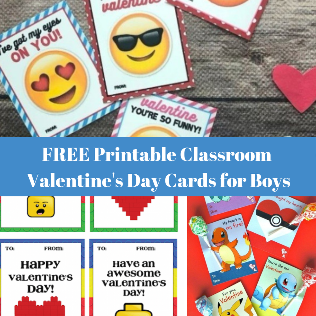 FREE Printable Classroom Valentine's Day Cards for Boys