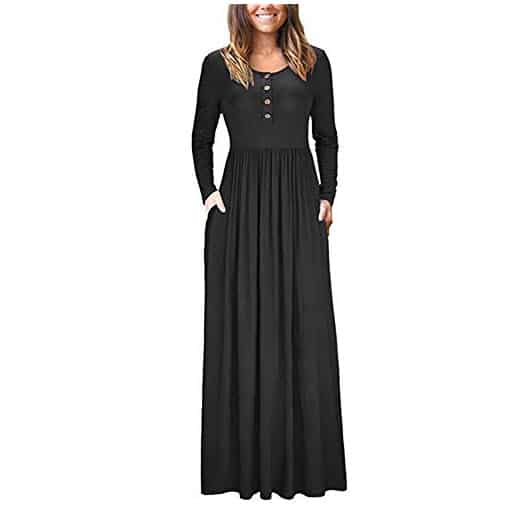 shangke Women Long Sleeve Loose Plain Maxi Dress Only $13.99 | SwagGrabber