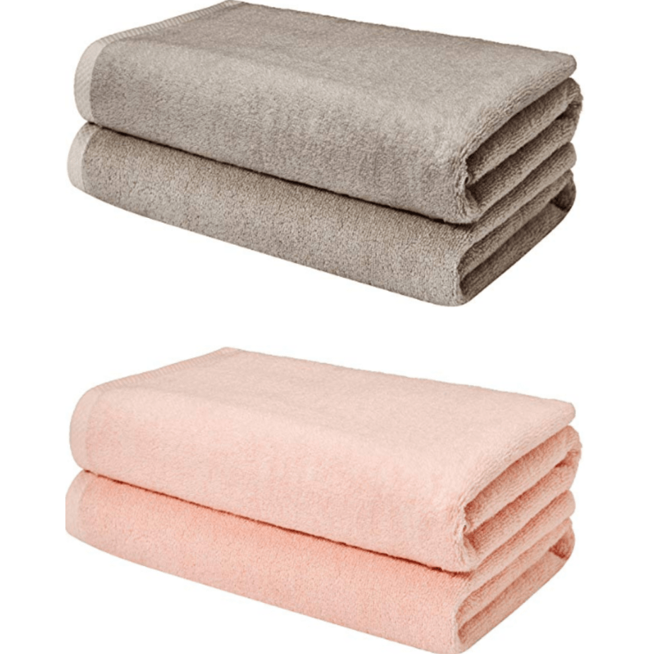 2 AmazonBasics QuickDry Towels, Bath Sheets in Platinum 8.79