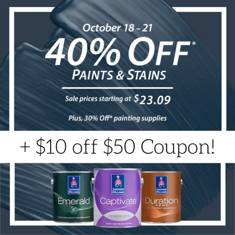 Sherwin Williams Savings 40 off Paint & Stains + 10 off