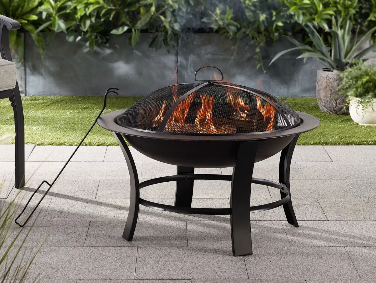 mainstays metal round outdoor wood burning fire pit