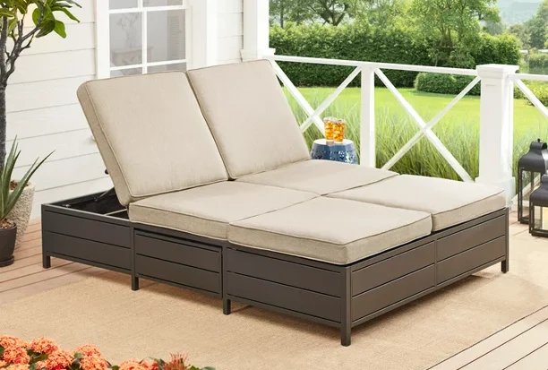mainstays cushion steel outdoor chaise lounge