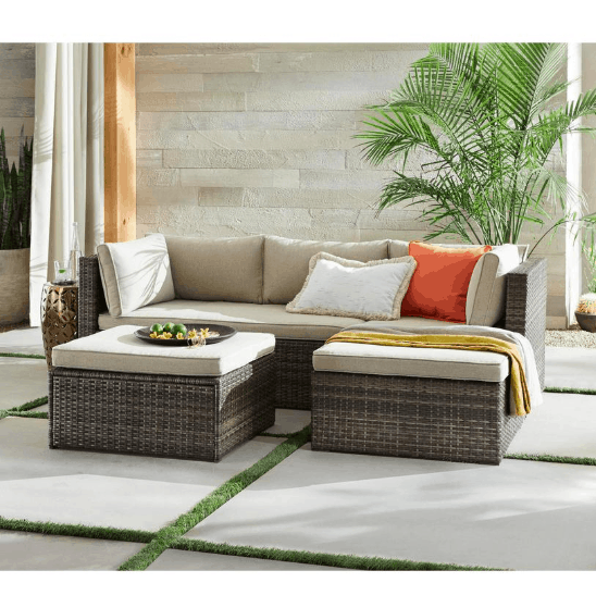 Home Depot Hampton Bay Valley Peak 3 Piece Wicker Sectional Patio