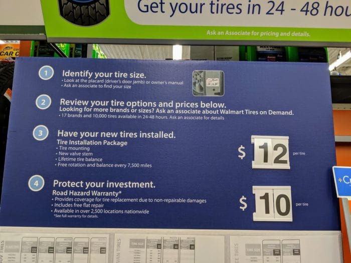 Does walmart install tires on sunday