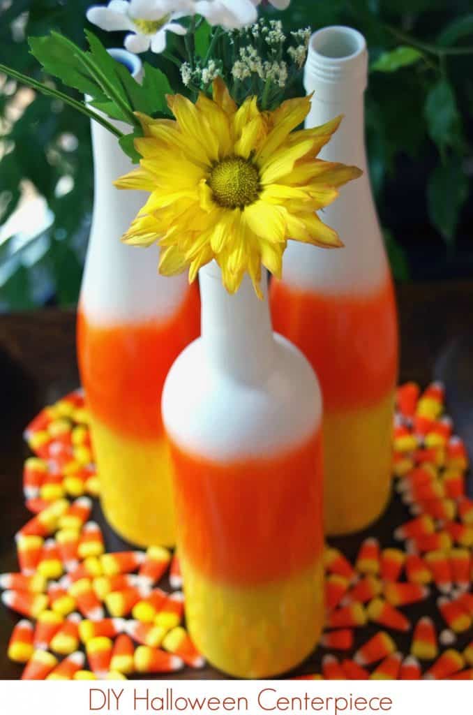 Upcycled Candy Corn Wine Bottles