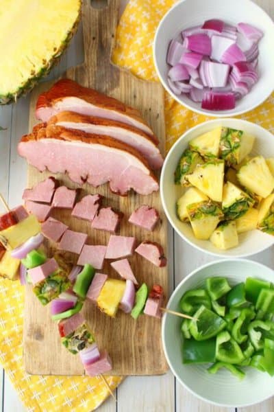 hawaiian ham and pineapple kabobs