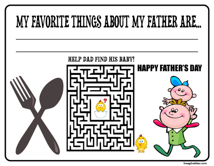 Printable Father's Day Placemat