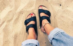 birkenstock on beach