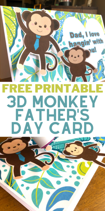 FREE Printable Father&#039;s Day 3D Monkey Card