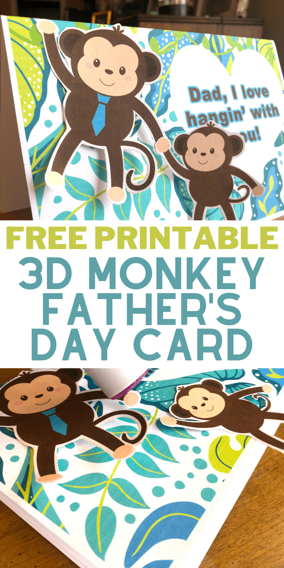 FREE Printable Father's Day 3D Monkey Card w/ Video Instructions ...