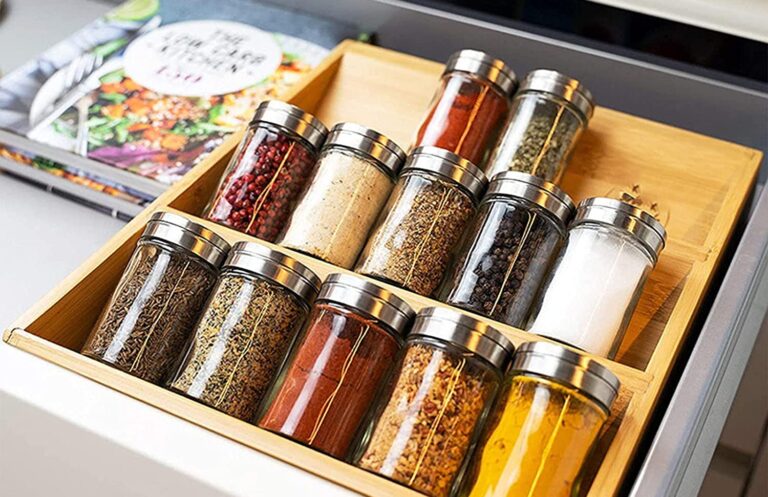 spice rack organizer for cabinet in drawer