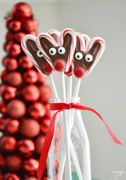 candy cane reindeer pops