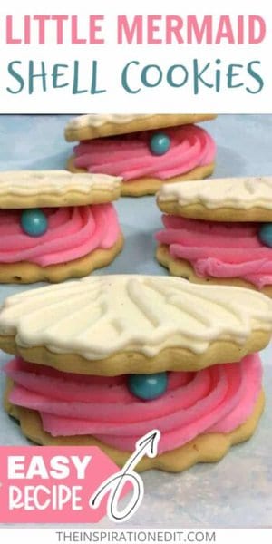 disney inspired clam shell little mermaid cookies