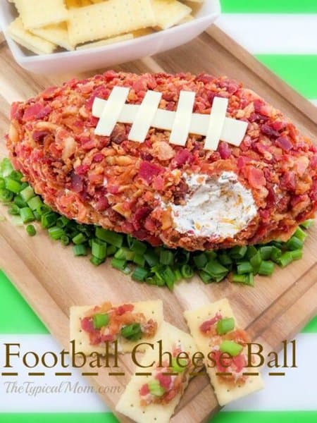 football shaped cheese ball appetizer