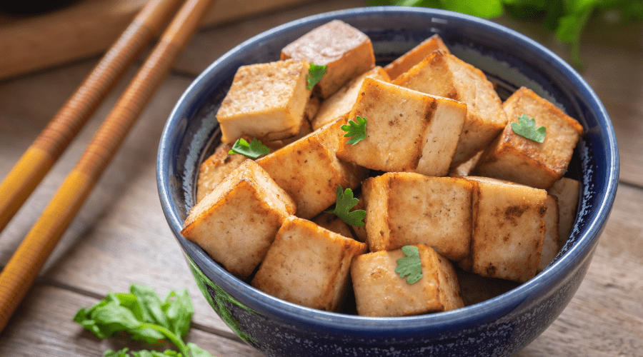 tofu chunks in a bowl