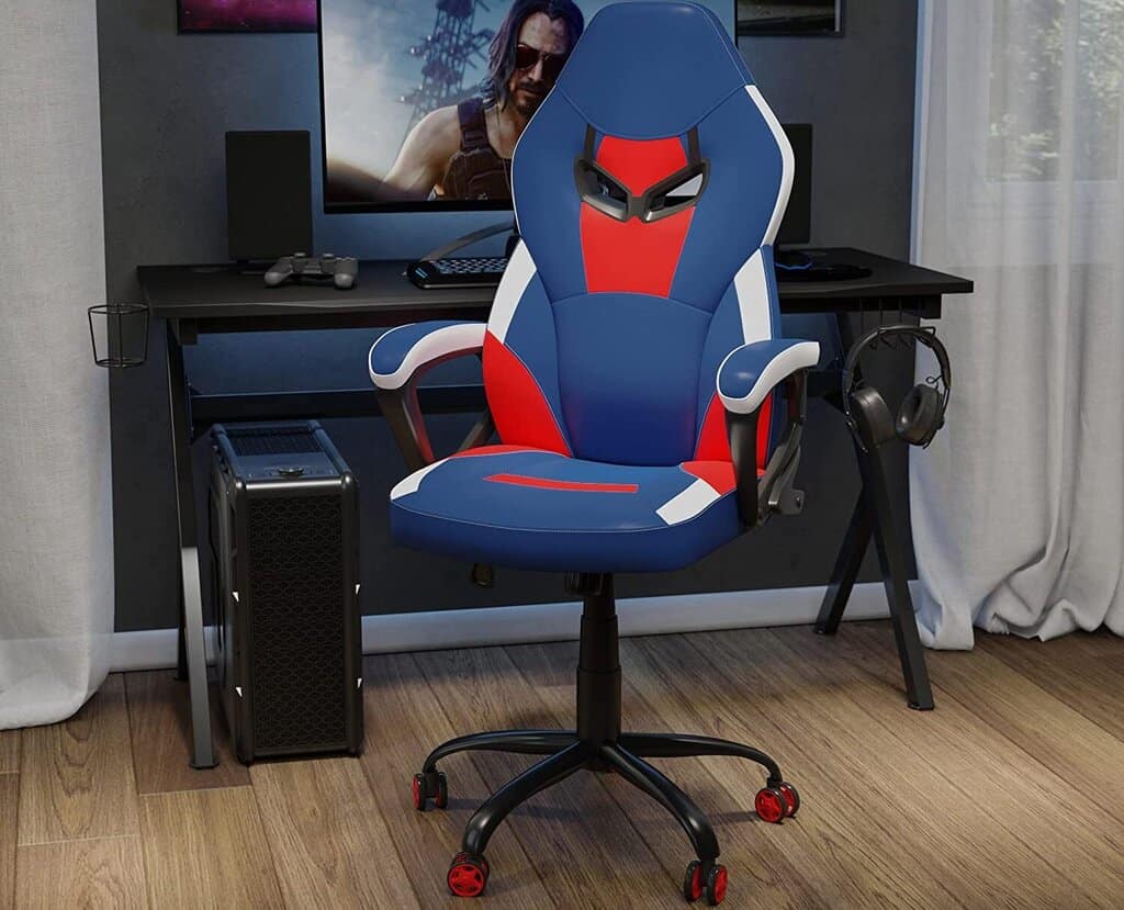 adjustable red & blue designer gaming chair