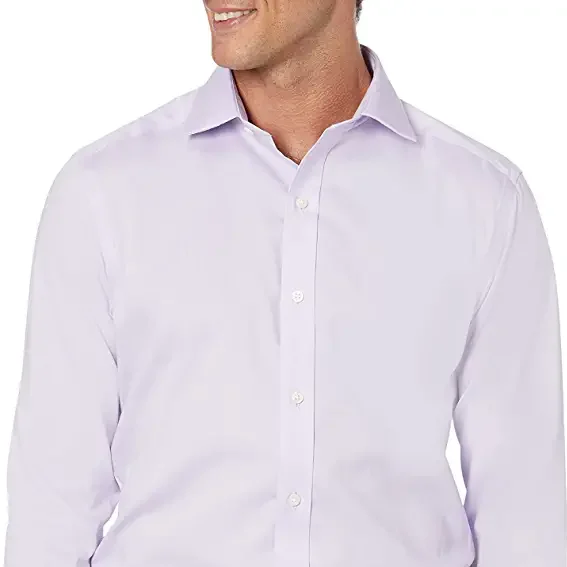 buttoned down men's tailored fit spread collar solid non iron dress shirt