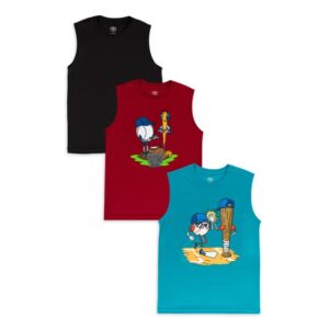 athletic works boys graphic performance 3 pack muscle shirts