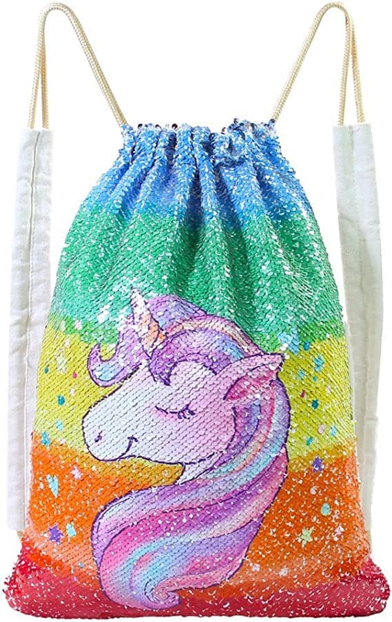 unicorn bag sequin drawstring backpack