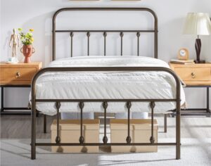 topeakmart classic metal bed frame mattress foundation with high headboard and footboard