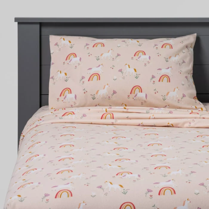 unicorn flannel sheet set