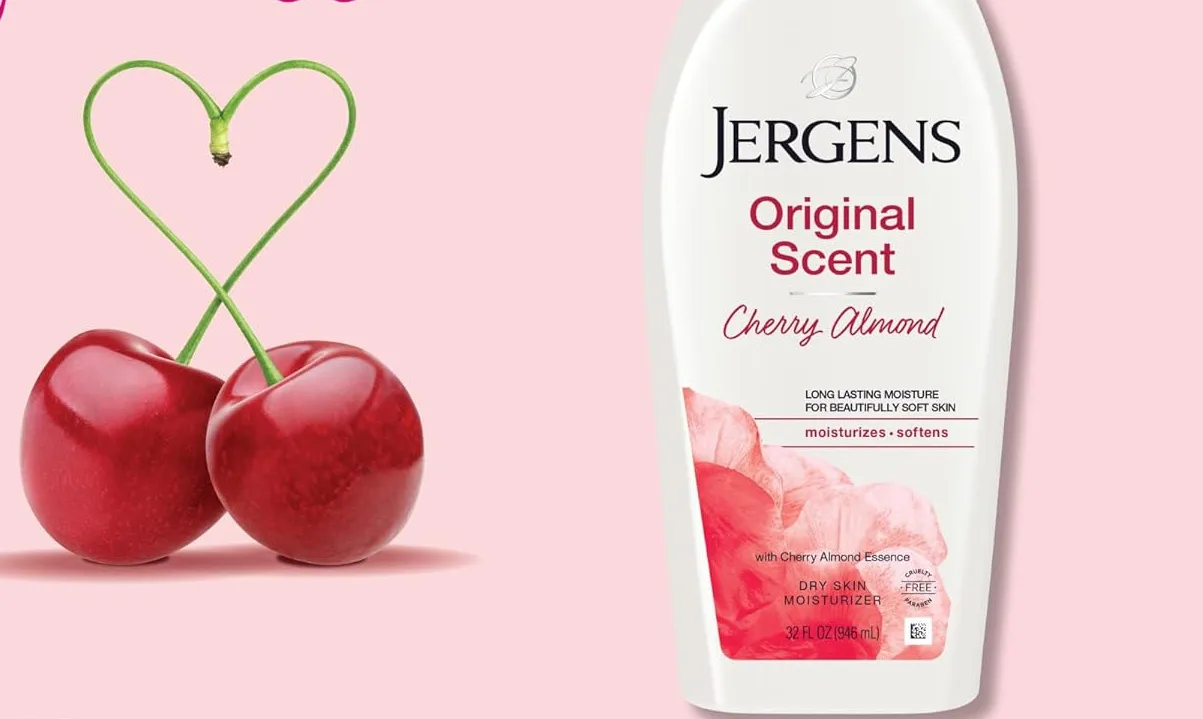 Jergens cherry almond moisturizer with cherries and heart