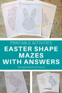 easter shape mazes with answers