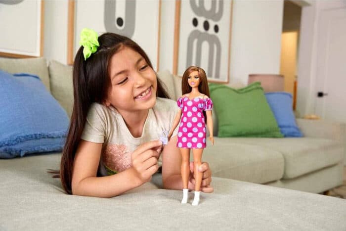 barbie fashionista doll vitiligo with polka dot dress