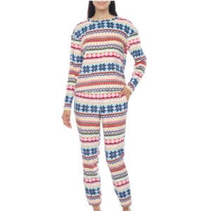 sleep chic velour womens long sleeve 2 pc. pant pajama set