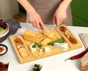 unique bamboo cheese board, charcuterie platter
