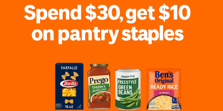 Spend $30, save $10 on pantry products.