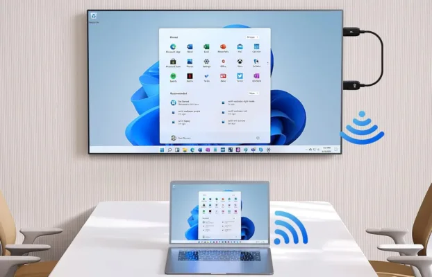 Wireless screen mirroring cable without Wi-Fi or Bluetooth needed.
