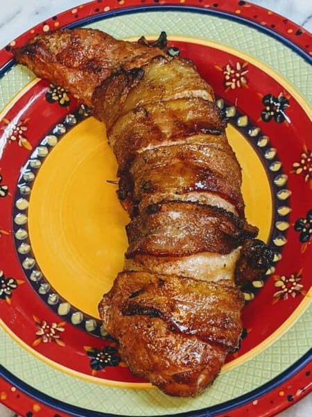 kamado joe smoked bacon wrapped pork tenderloin