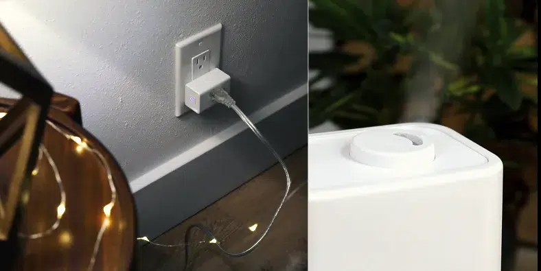 Smart plug powering humidifier and fairy lights.