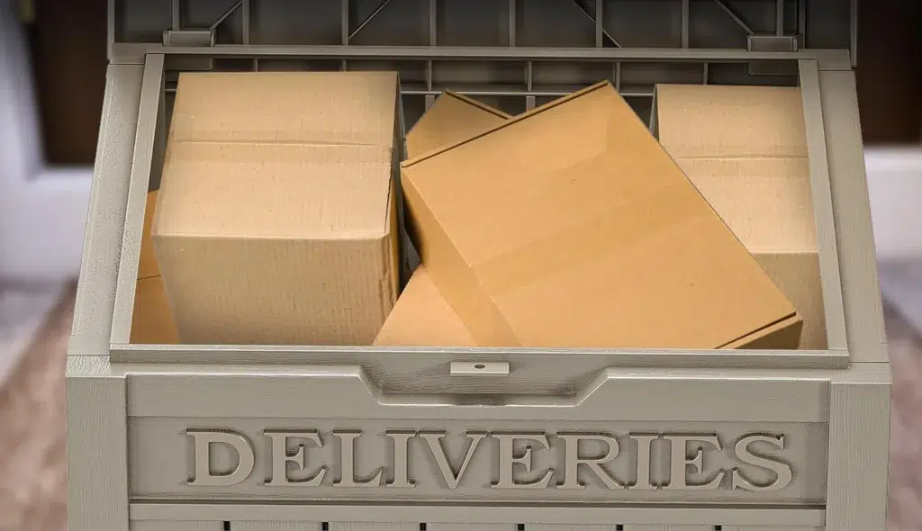Delivery box with cardboard packages inside