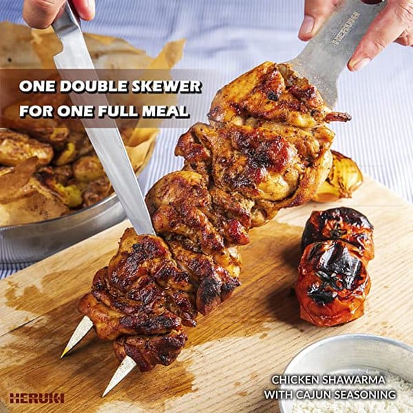 heruki double metal skewers for bbq