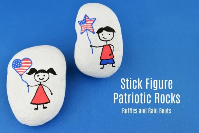 patriotic stick figure rock painting for independence day