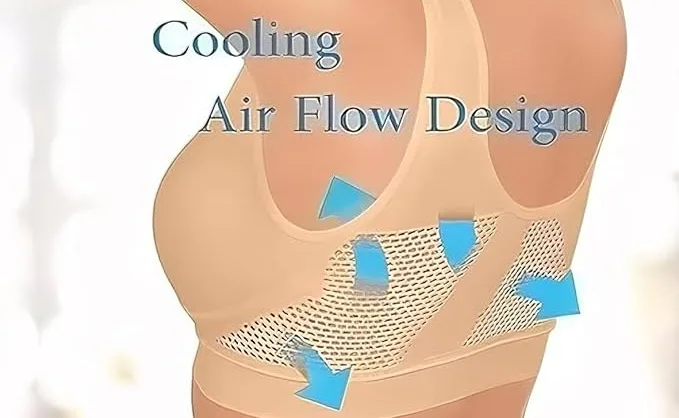 Breathable bra with cooling air flow design.