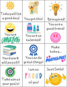 affirmation lunchbox cards