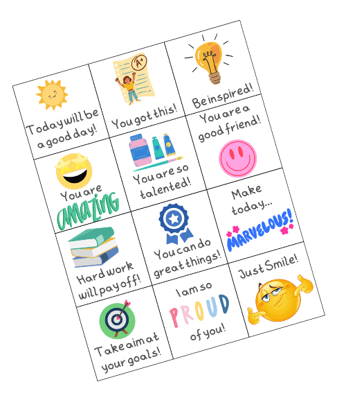 affirmation lunchbox cards small