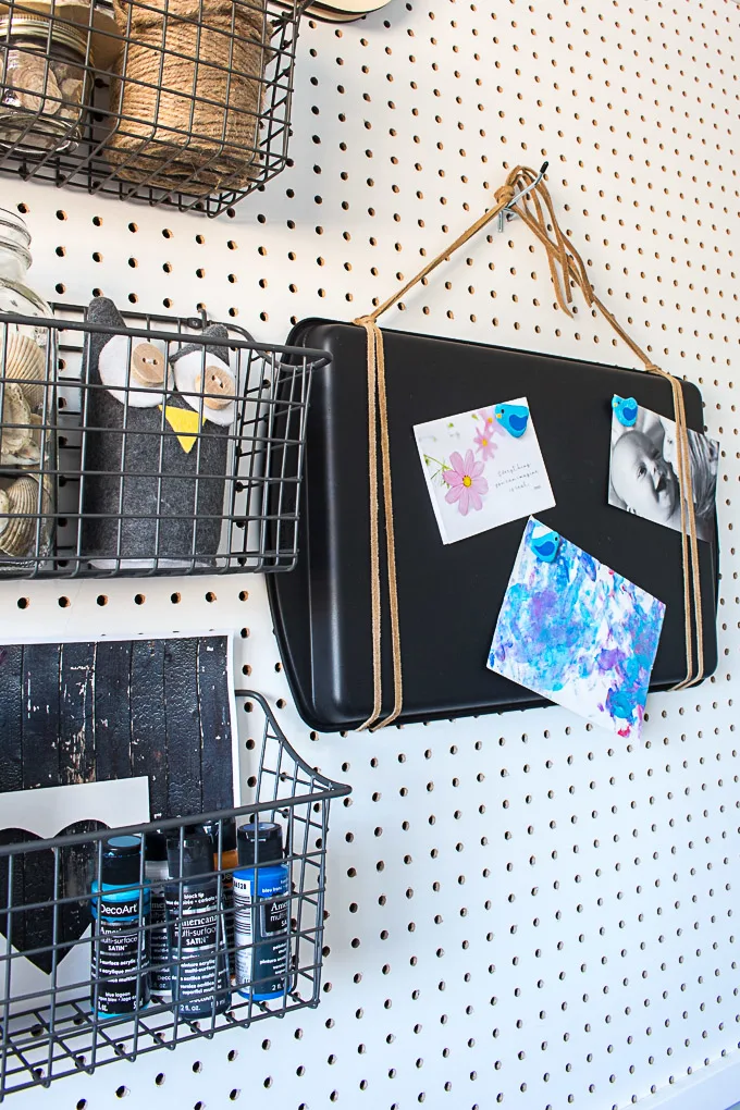 a diy magnetic board from an upcycled cookie sheet