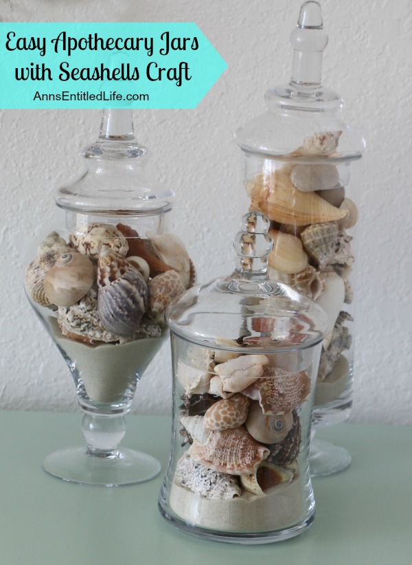 apothecary jars with seashells