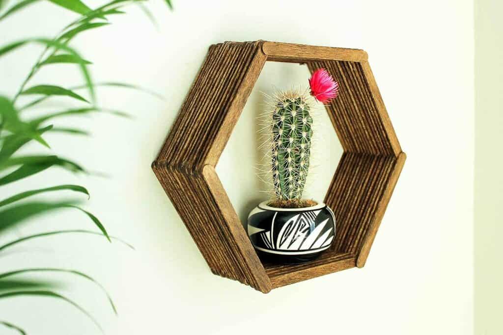 diy wall art popsicle stick hexagon shelf part i