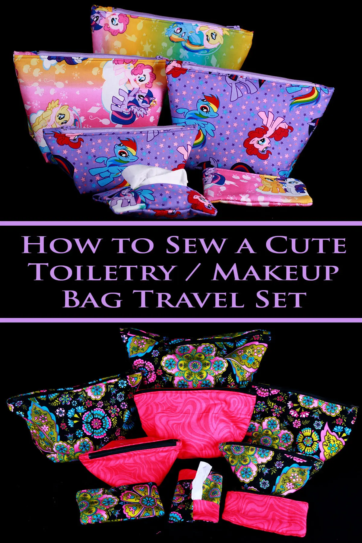 how to sew a cute makeup bag set