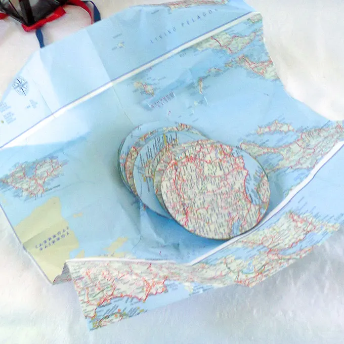 simple upcycled map coasters gift idea