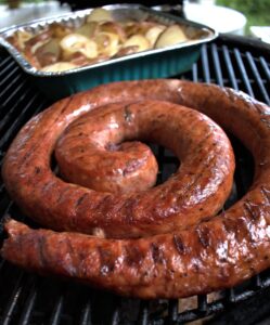 smoked southside sausage on grill