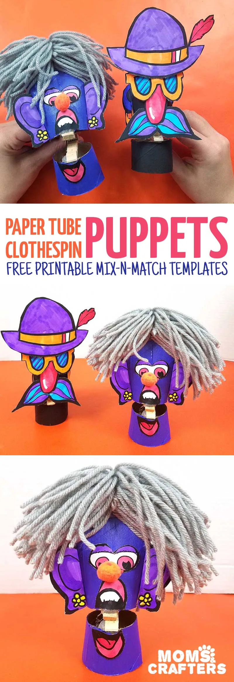 toilet paper roll clothespin puppets